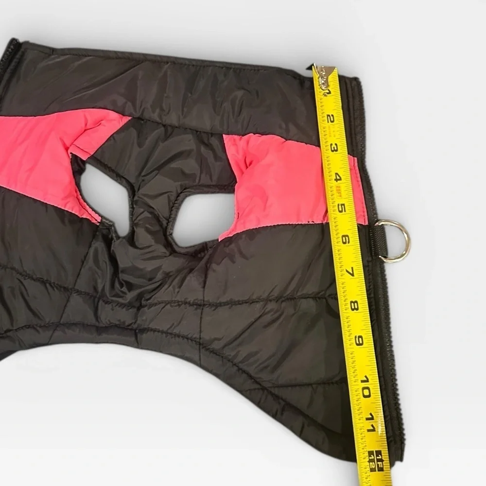 NWOT Small Dog Puffer Coat Pink and Black With Leash Rings and Zipper
